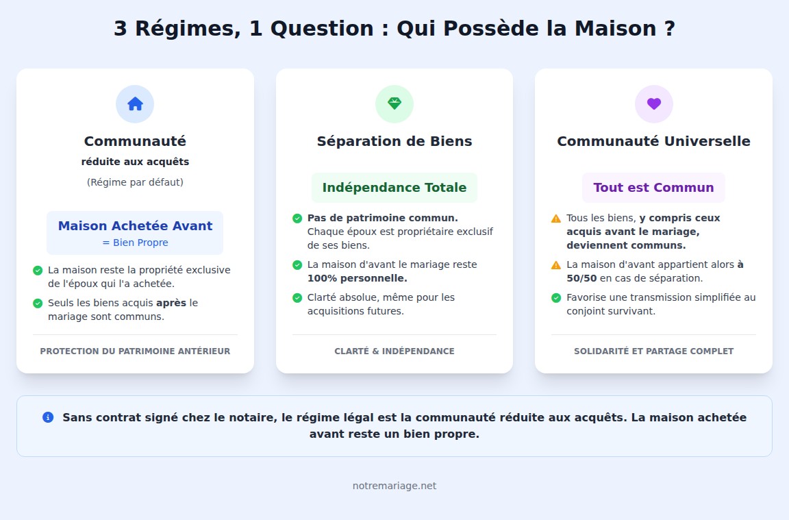 infographie Les règles générales du droit immobilier en France selon le régime matrimonial