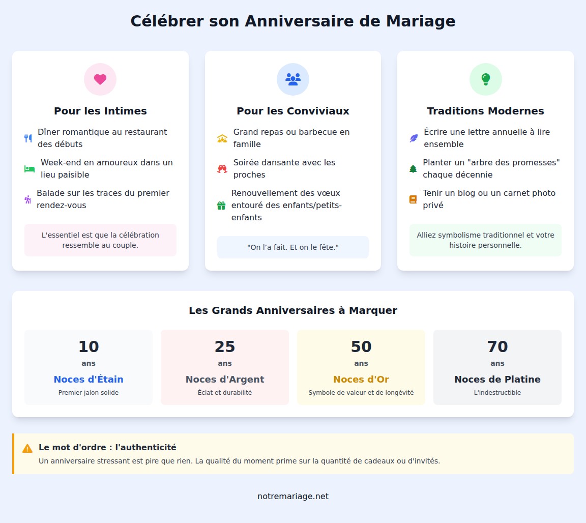 infographie célébration d'un anniversaire de mariage